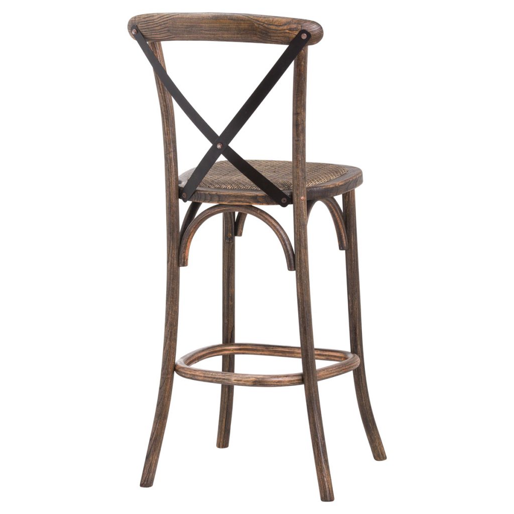 20572-b Brown Oak Cross Back Bar Stool