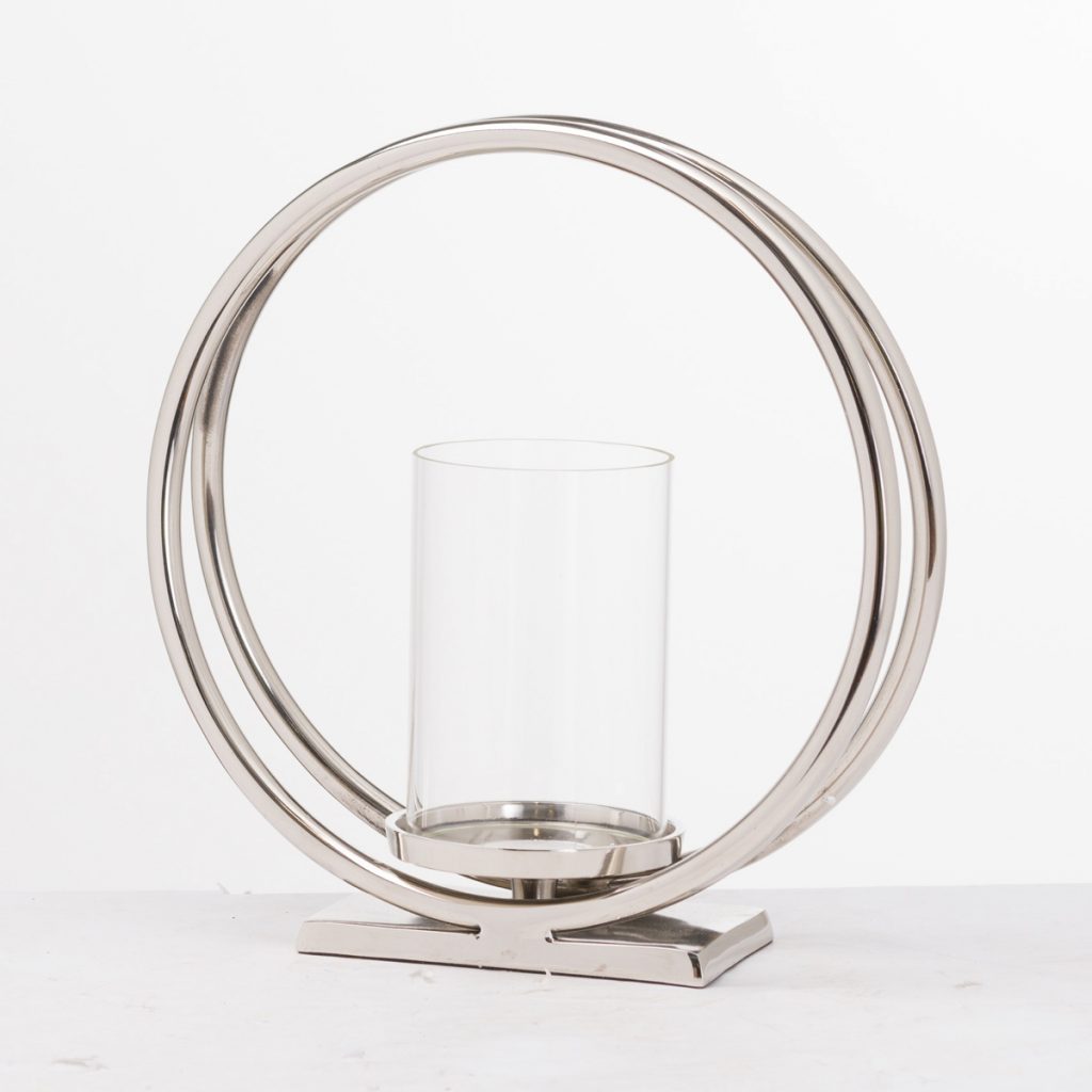 20657 Large Twin Loop Silver Candle Holder