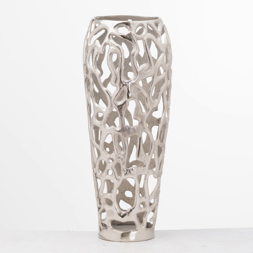 20661 Hand Cast Silver Metal Coral Vase