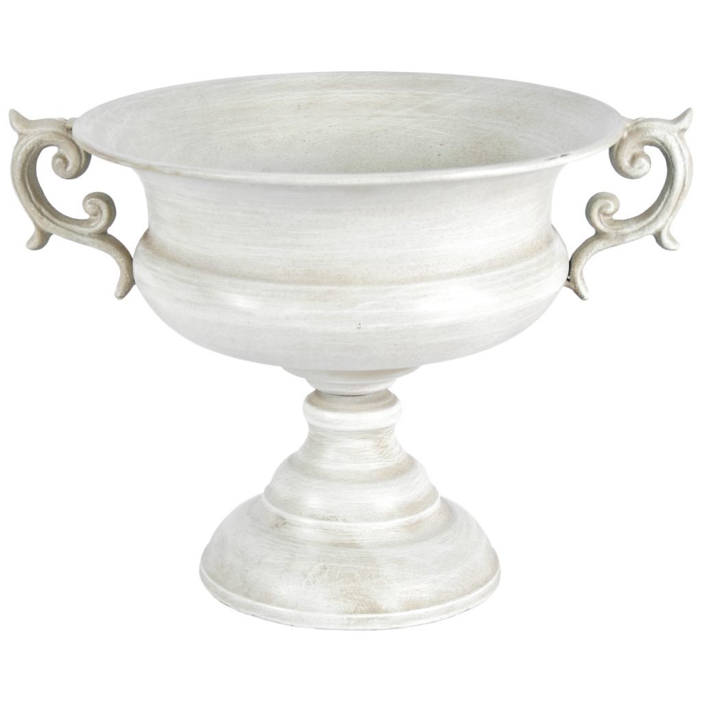 4528 Large Distressed White Urn