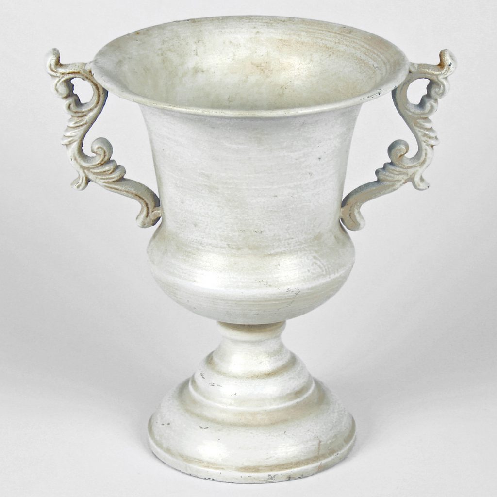 4563 Tall Distressed White Ivory Urn