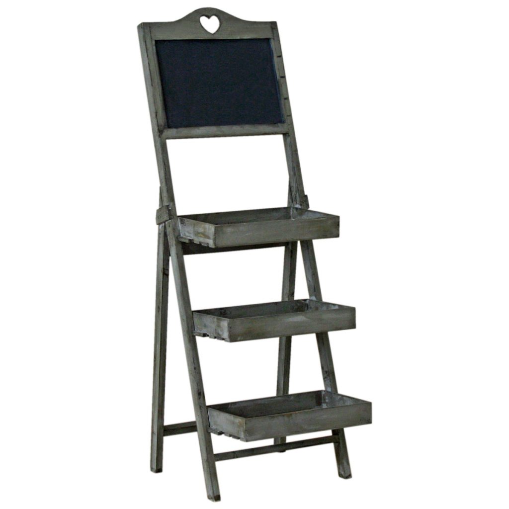 4598 Grey Hearts Chalk Board Shelf Rack