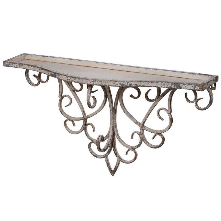 Ornate Distressed Cream Wall Shelf Interior Flair   Ornate Distressed Cream Wall Shelf 768x768 