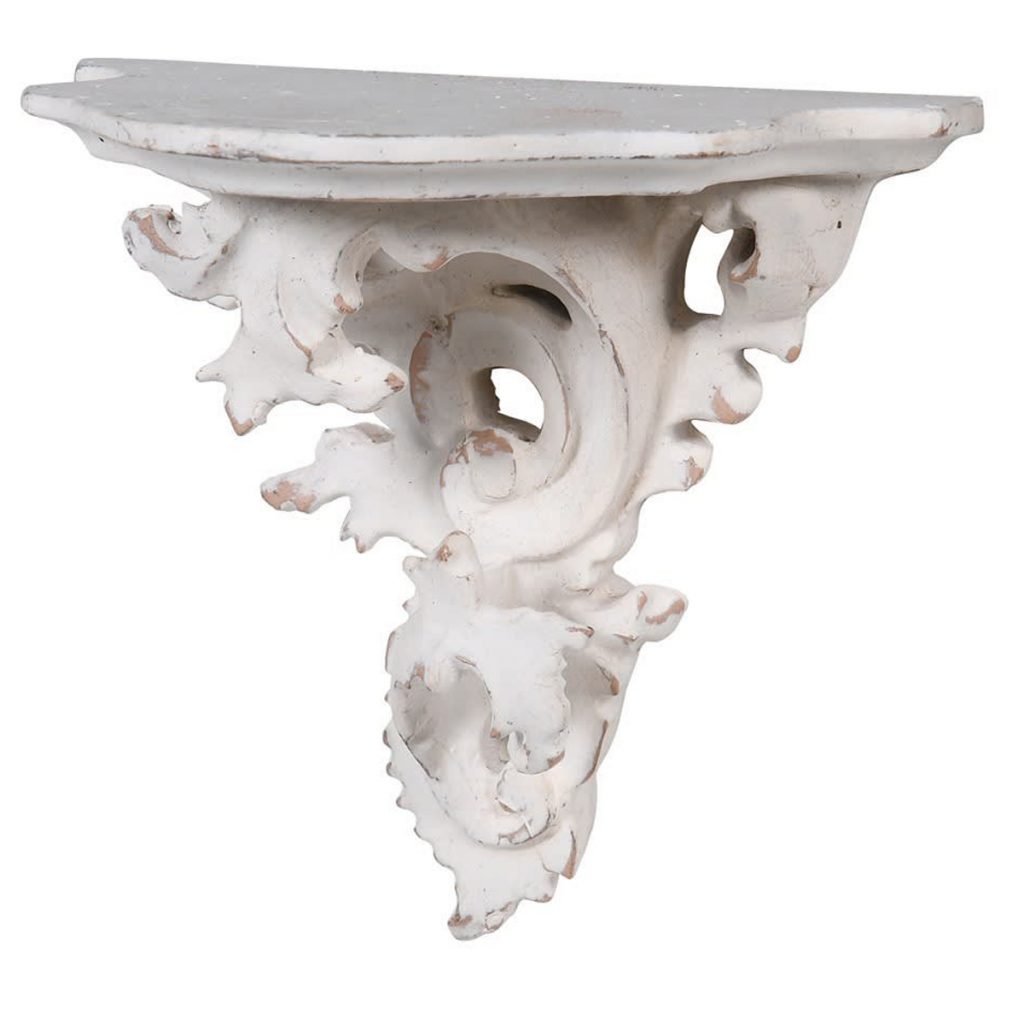 Ornate White Display Wall Shelf