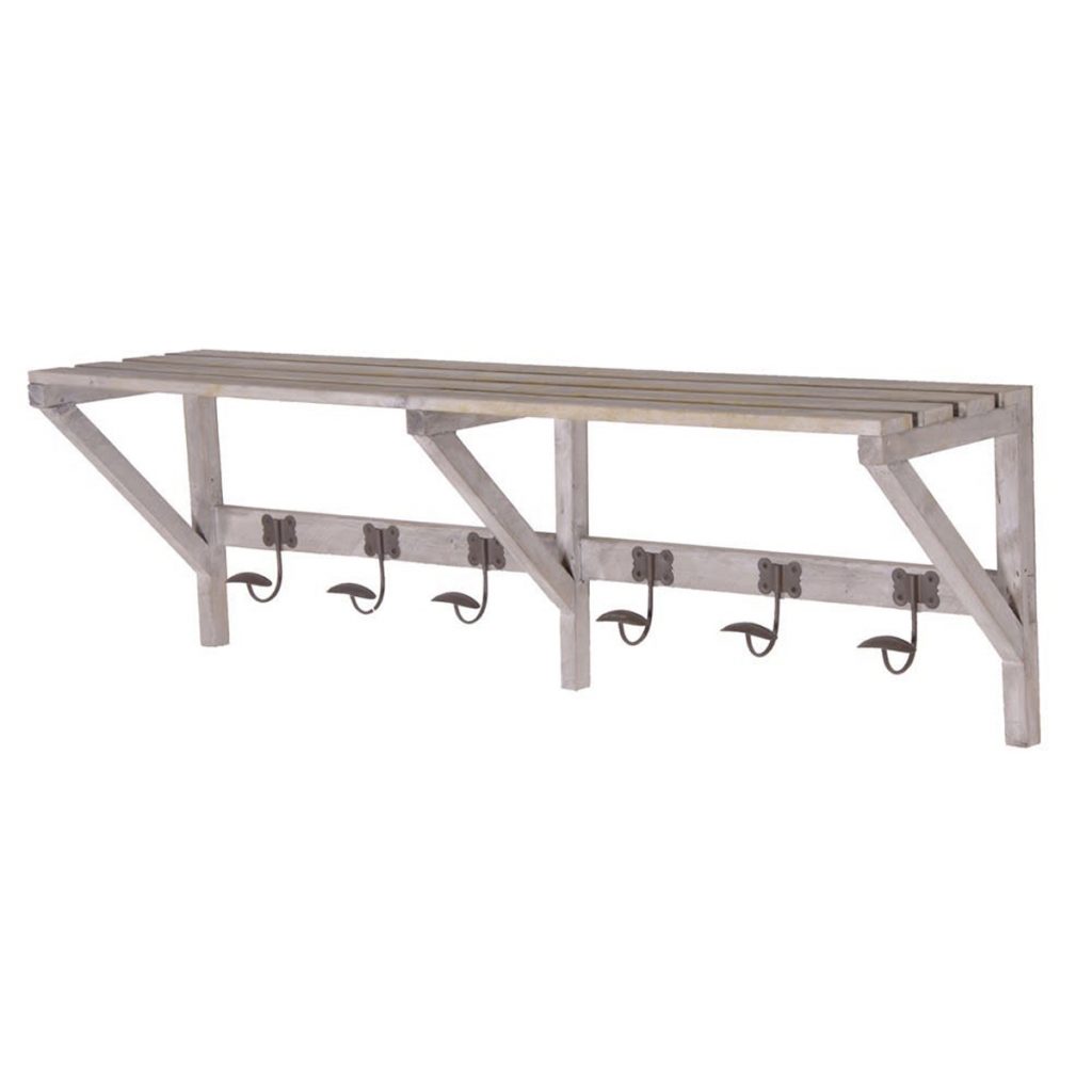 White Grey Wooden Shelf Coat Rack