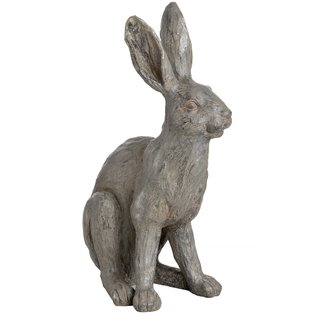 18678 Large Metallic Hare Rabbit Statue