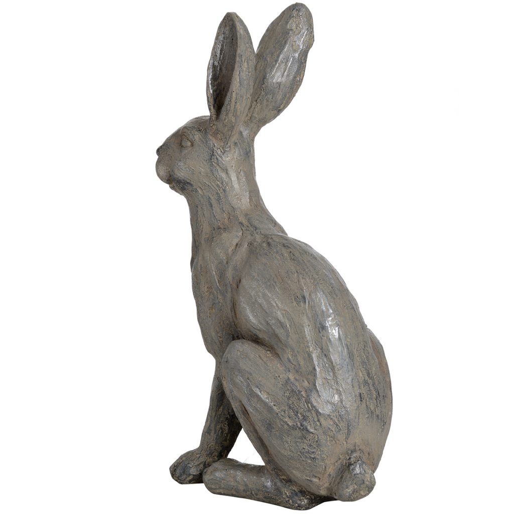 18678-a Large Metallic Hare Rabbit Statue