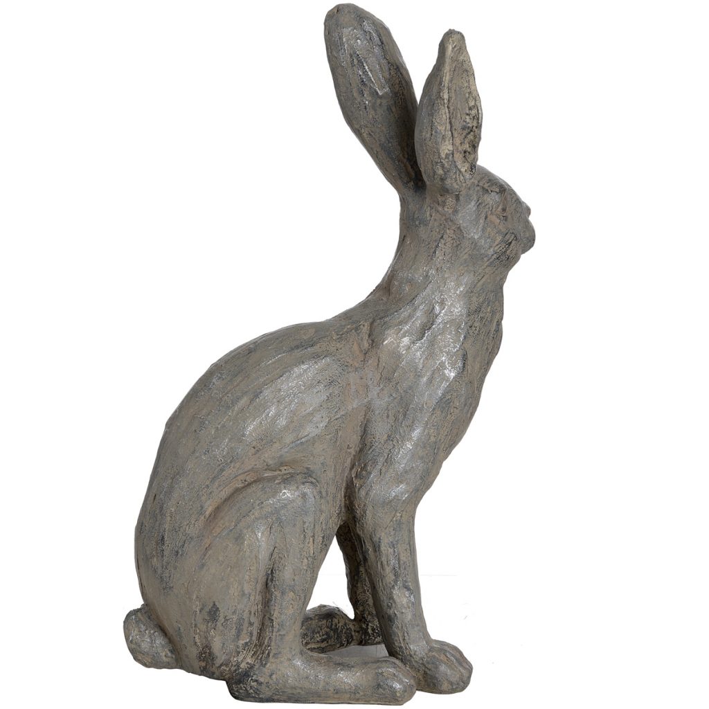 18678-b Large Metallic Hare Rabbit Statue