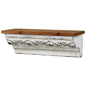 3754 Antique White Brown Wall Shelf