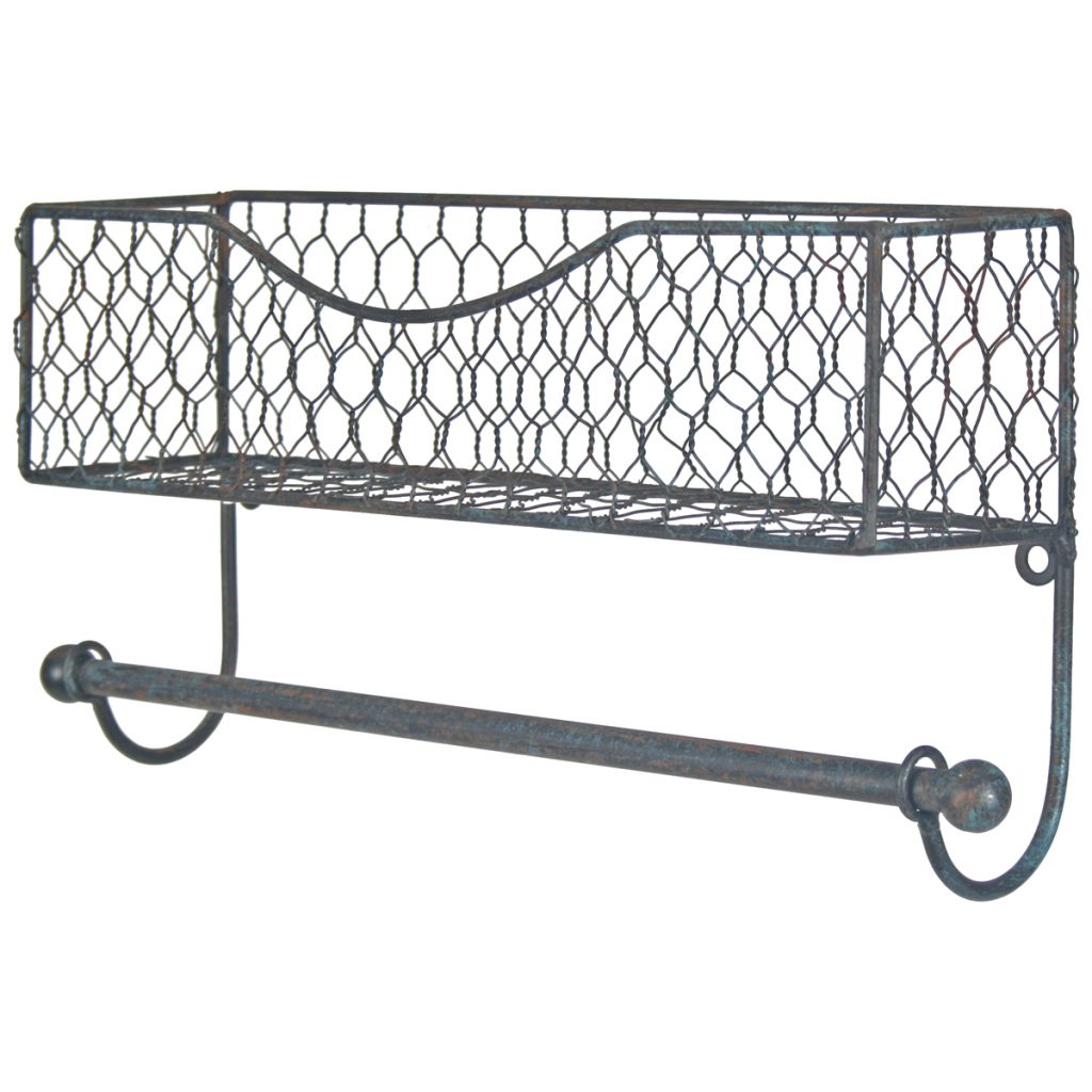 3858 Black Wire Shelf with Towel Rail