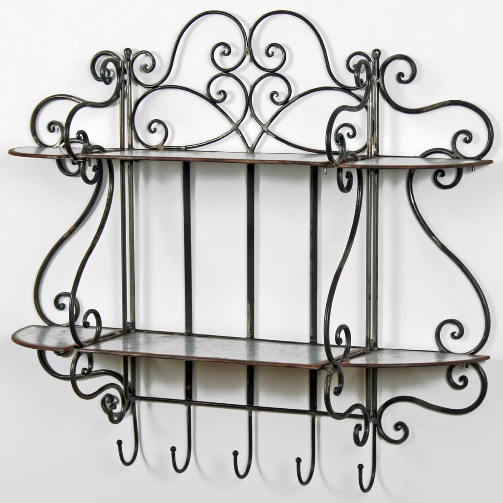 3870 Ornate Black Shelves with Hooks