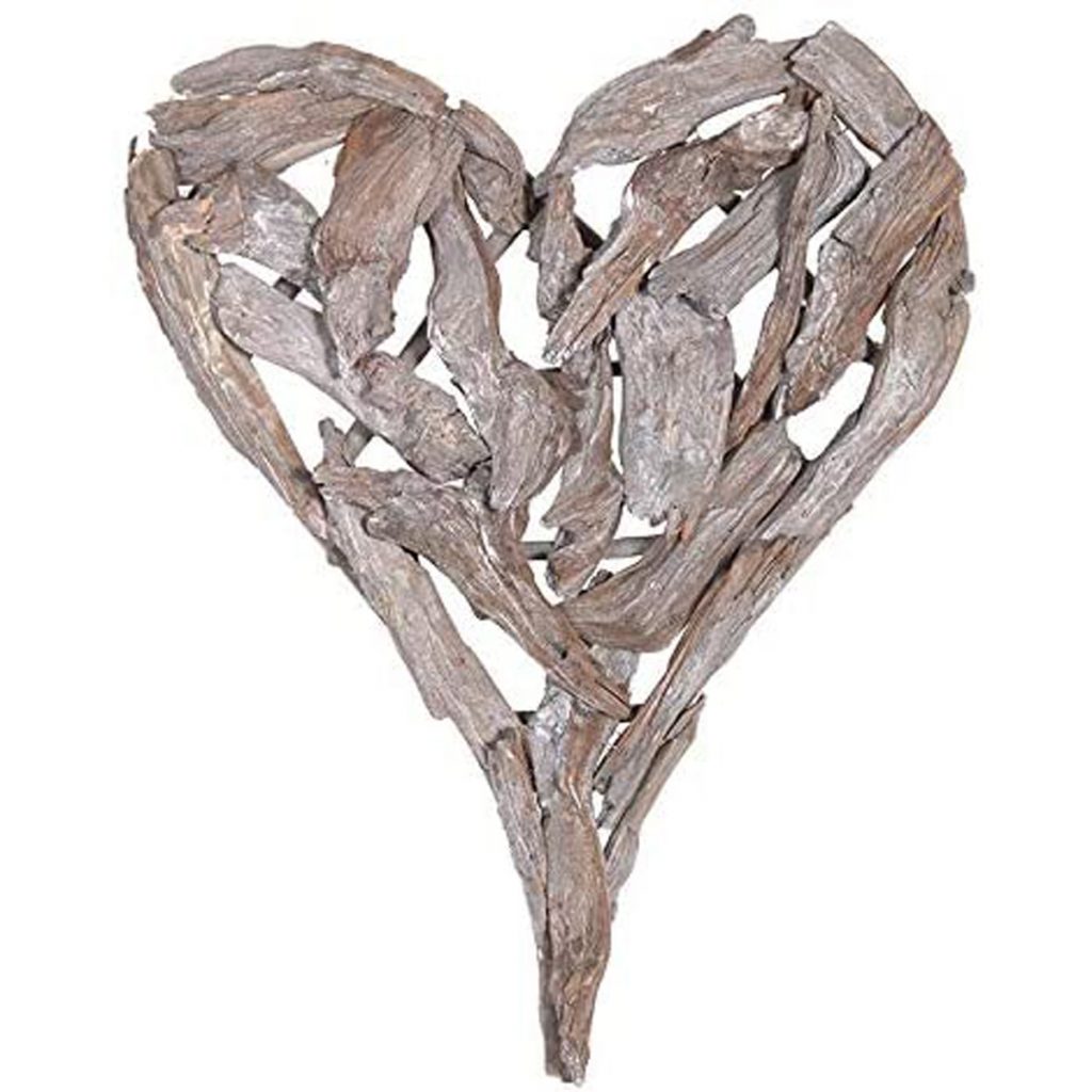 Brown Grey Driftwood Heart Decoration