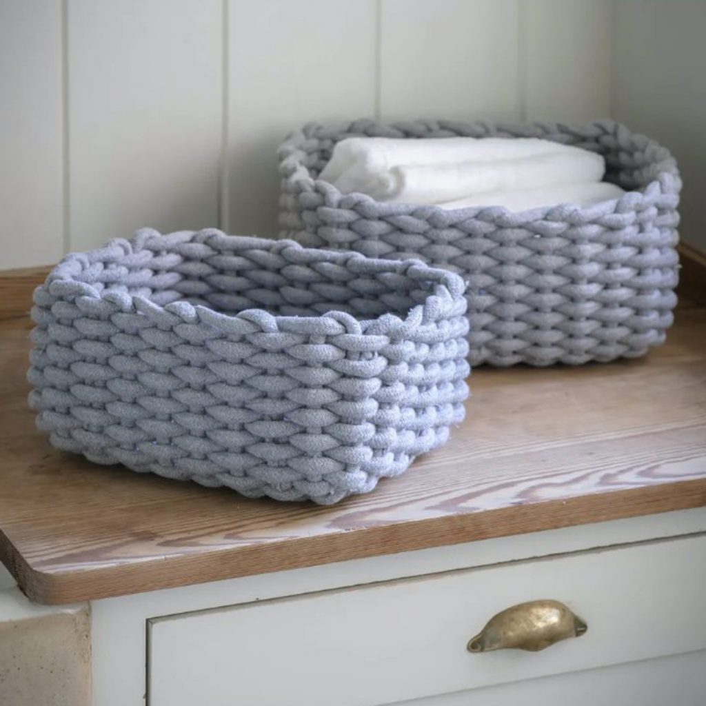 Set of 2 Blue Rectangle Baskets - Interior Flair