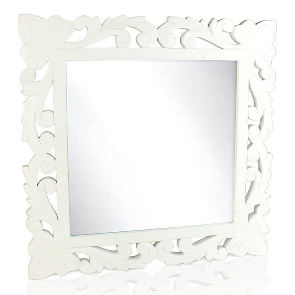 White Lattice Rectangle Wall Mirror