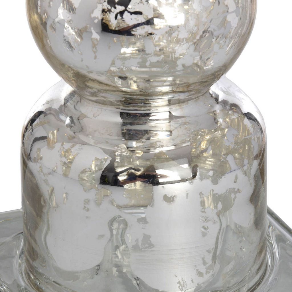 18568-a Tall Silver Glass Candle Holder