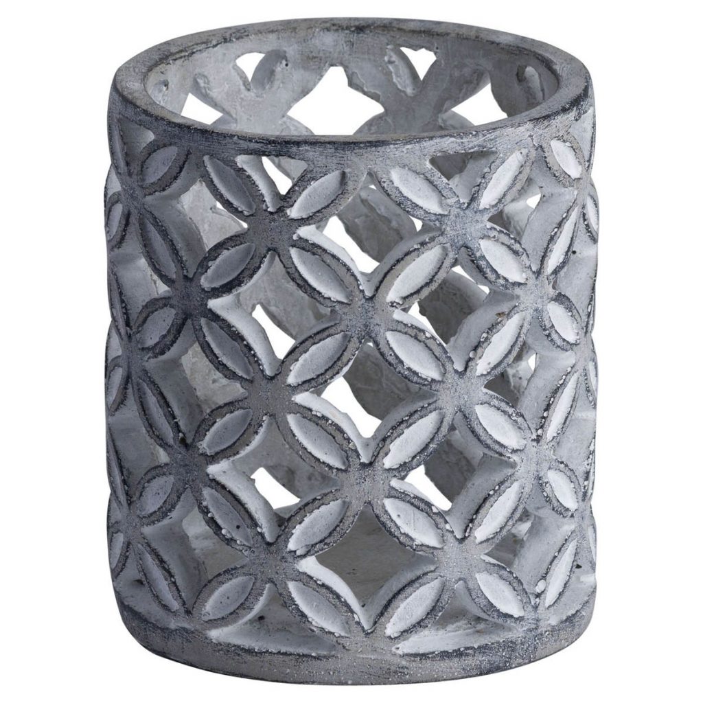 19825 Geometric Grey Stone Candle Holder