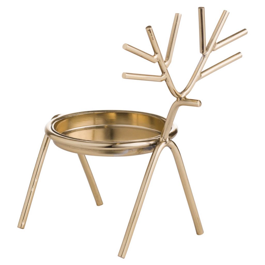 20072 Large Reindeer Gold Candle Holder