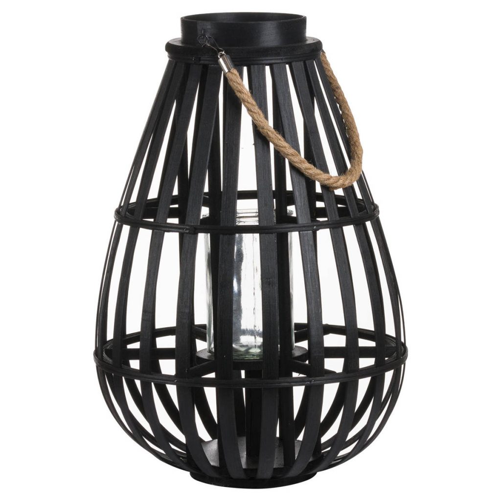 20587 Black Domed Candle Floor Lantern