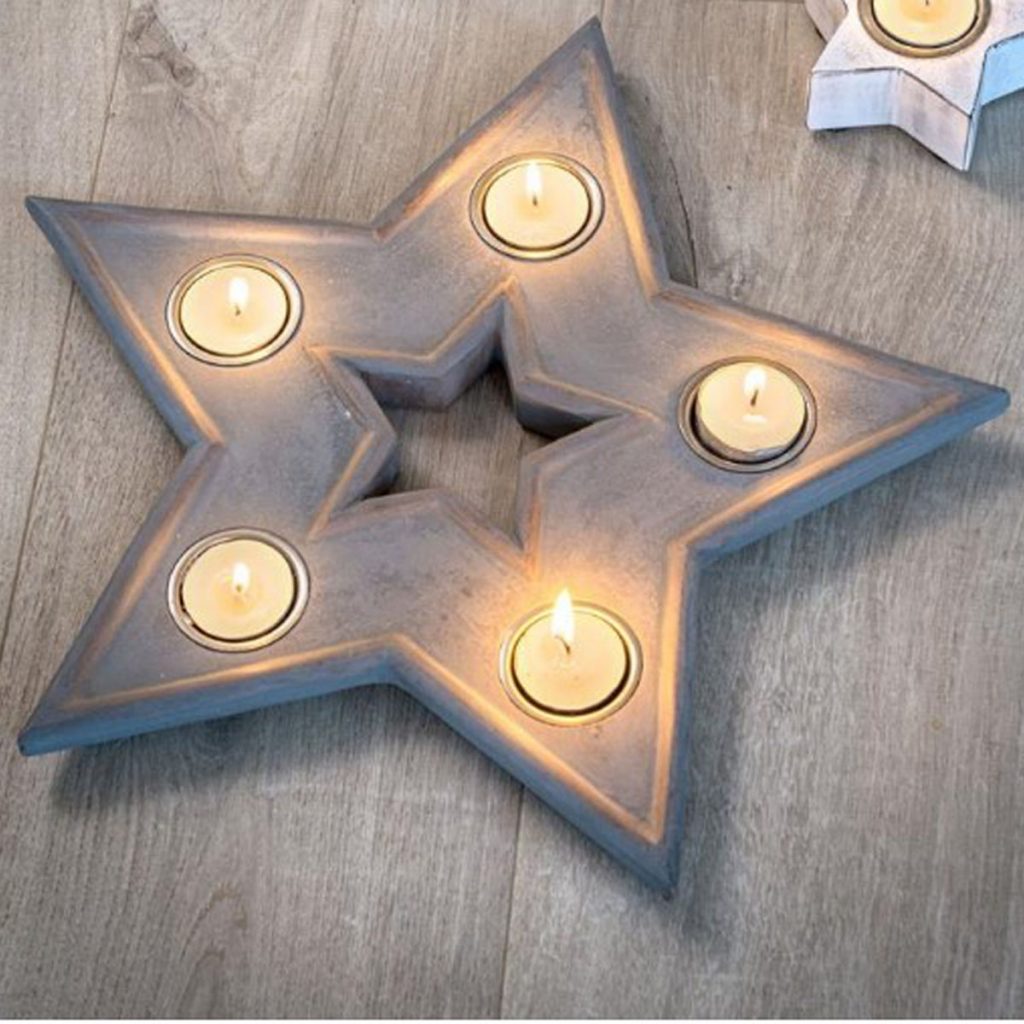 16SS03 Grey Star Multi Tea Light Hldr