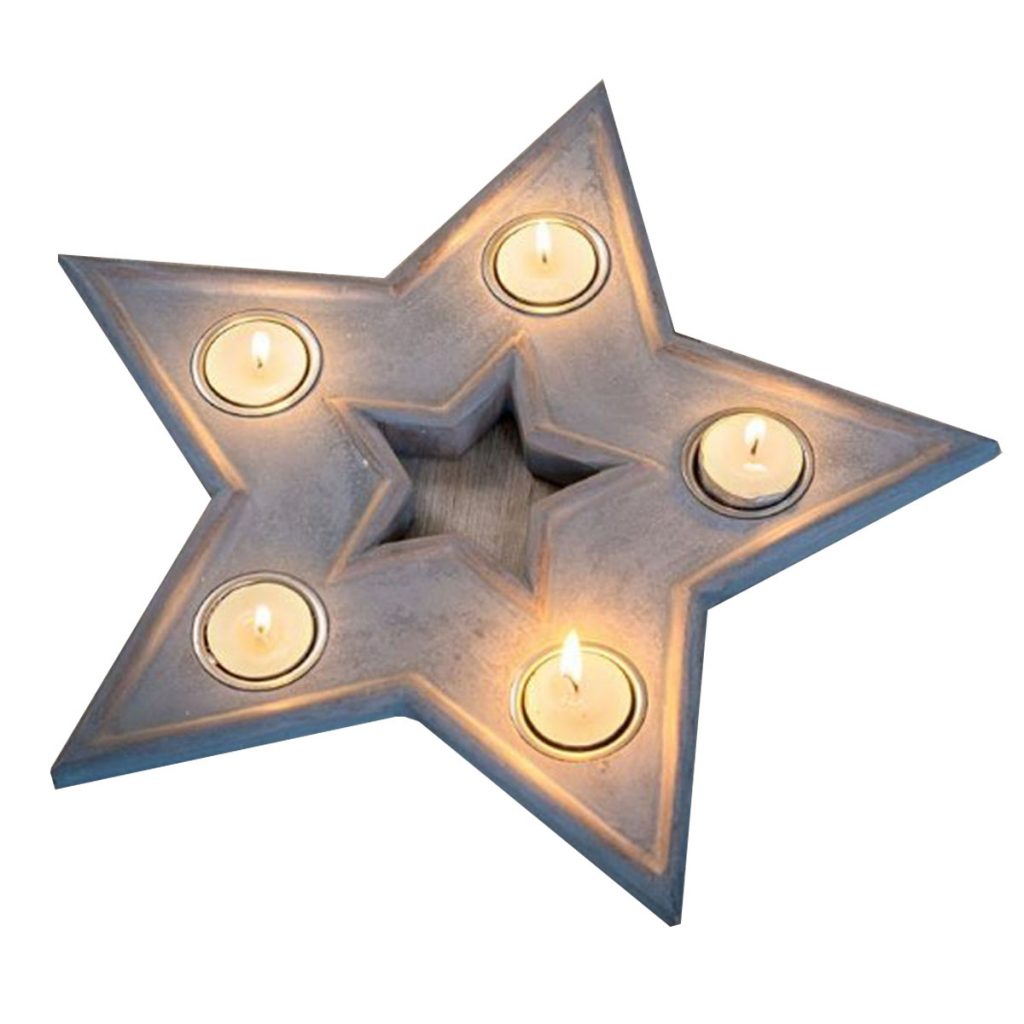 16SS03 a Grey Star Multi Tea Light Hldr