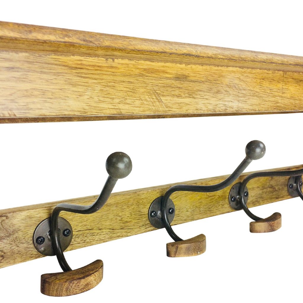 N0401-2 Solid Wood 5 Coat Hooks