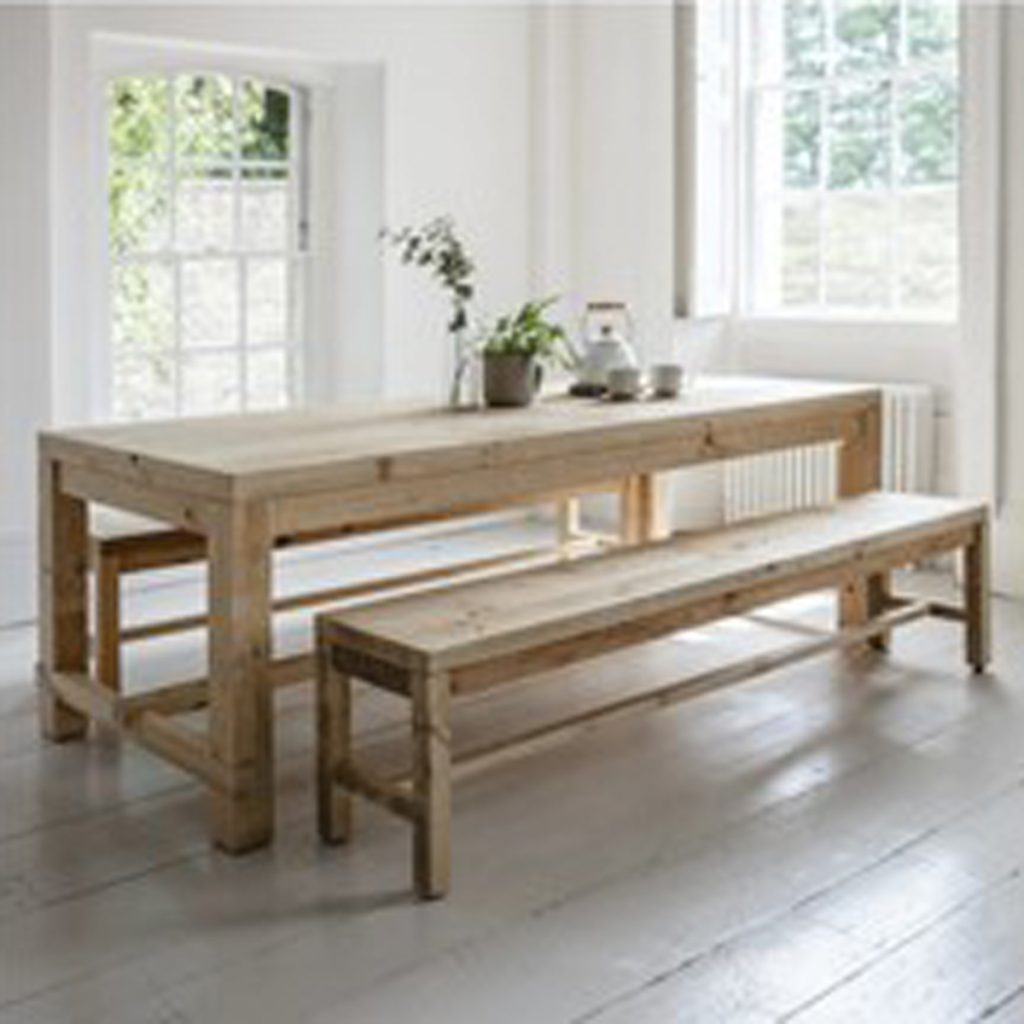 BVPI01 Large Rustic Dining Table & 2 Benches a