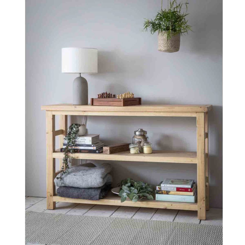 Wide Rustic Pine Shelving Unit Interior Flair