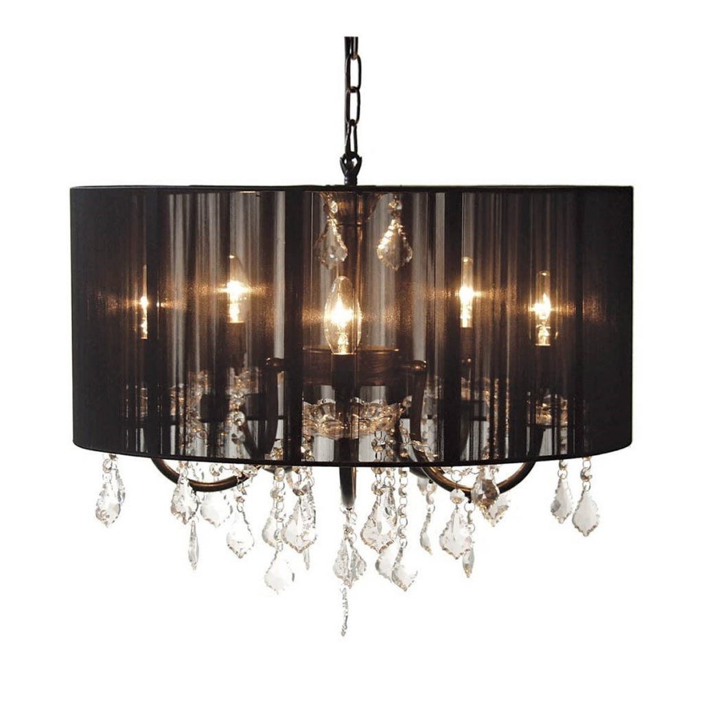 LCK167_1 Black Pleated Shade Glass Chandelier