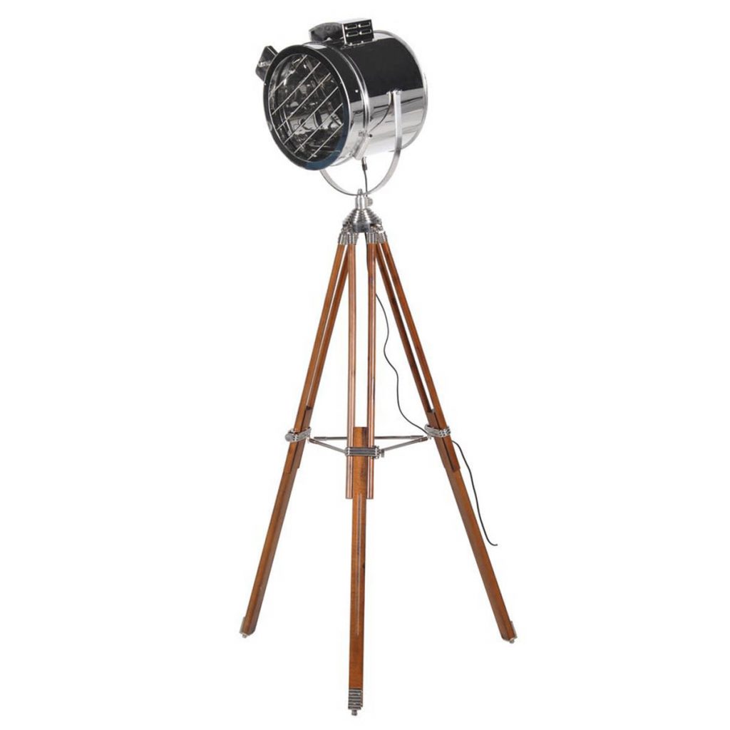 LHS041 Silver Wooden Spotlight Floor Lamp