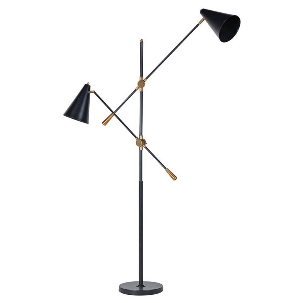 SUA052 Black Brass Twin Floor Lamp