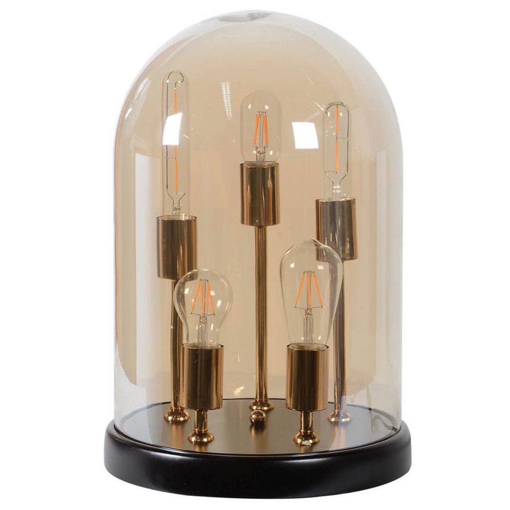 SUA064 Amber Glass Dome Table Lamp