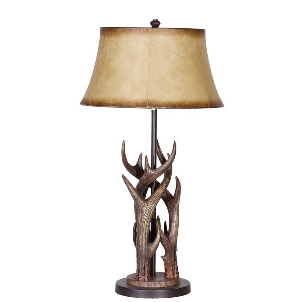 WU892 Tall Triple Antler Lamp with Shade