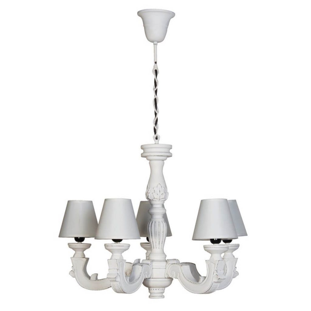 XJW020 Carved Cream Chandelier with 5 Shades