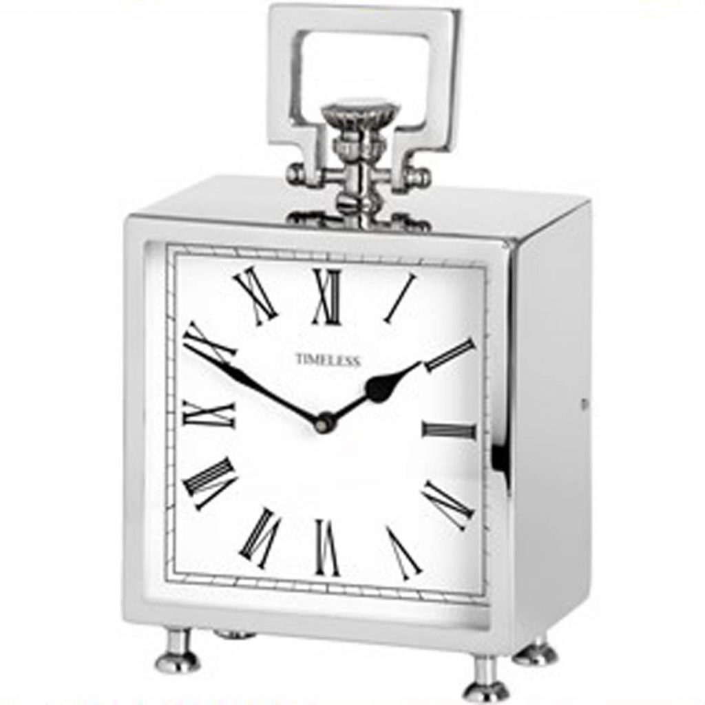 16978 Square Silver Mantel Clock