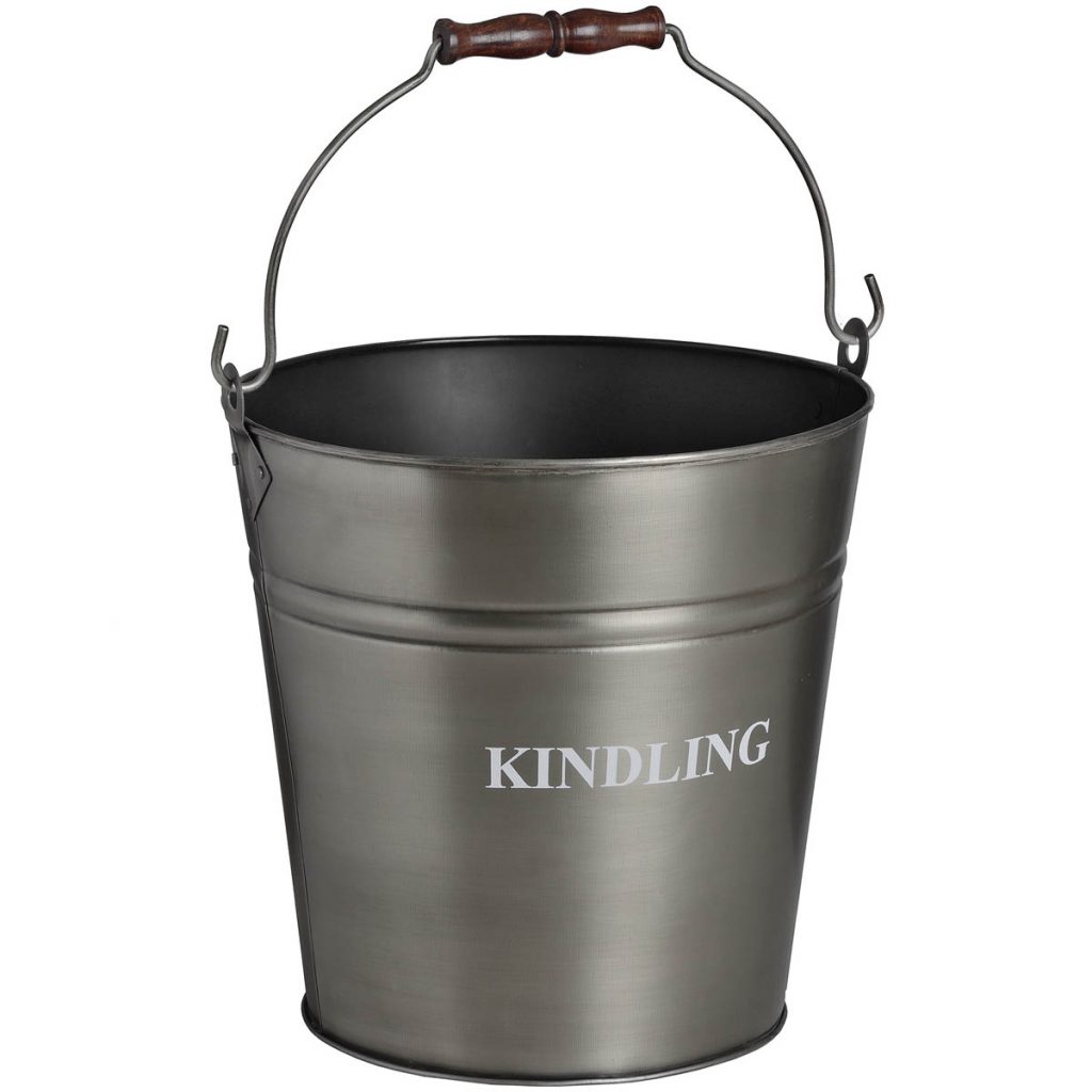 17540-a Pewter Grey Fireplace Kindling Bucket