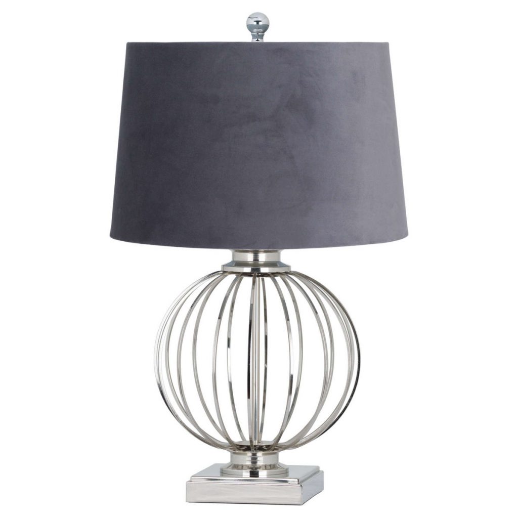 19369 Round Silver Table Lamp with Shade