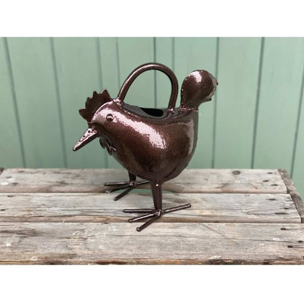 420056 a Hand Crafted Frog Hen Watering Can