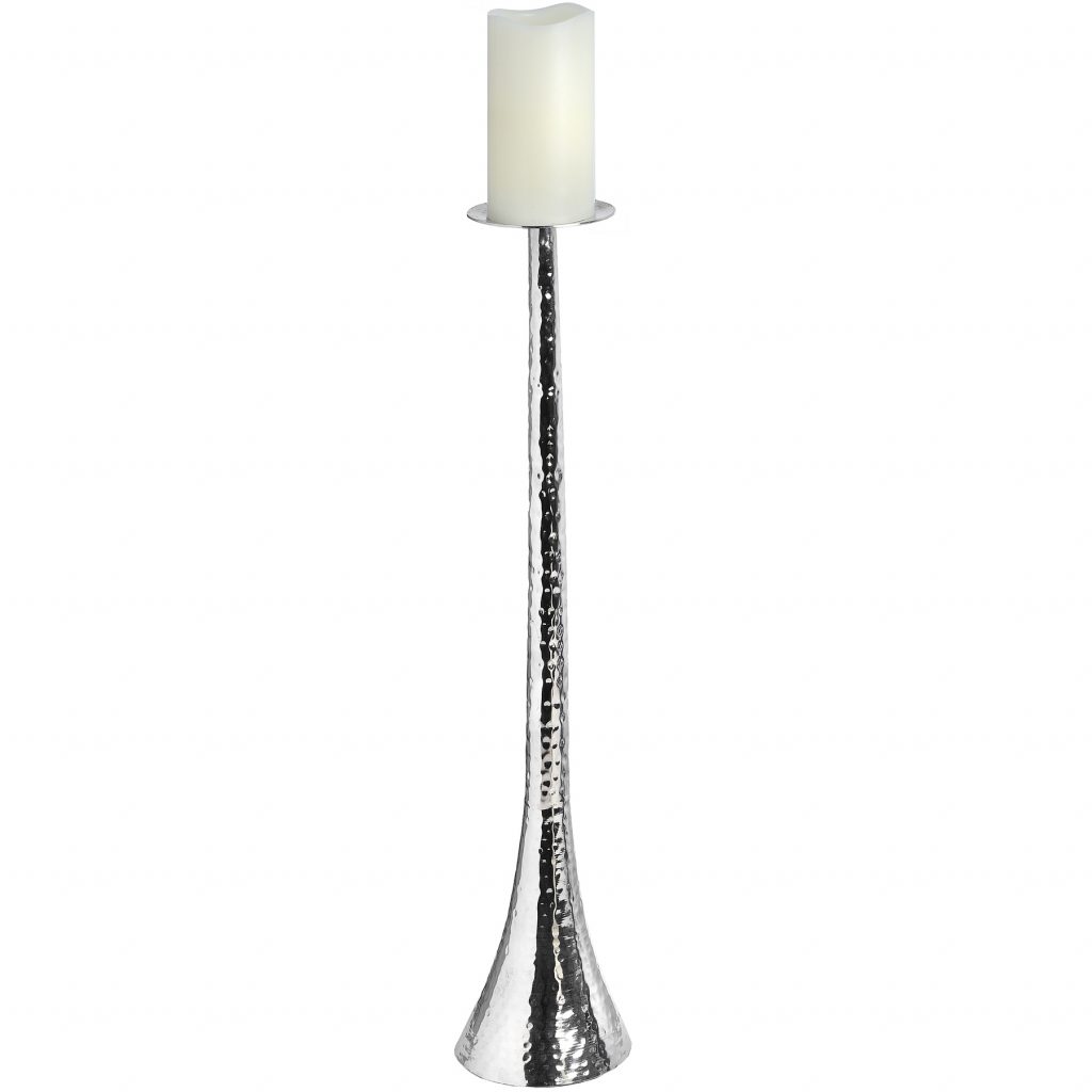 16129 Silver Metal Pillar Candle Holder