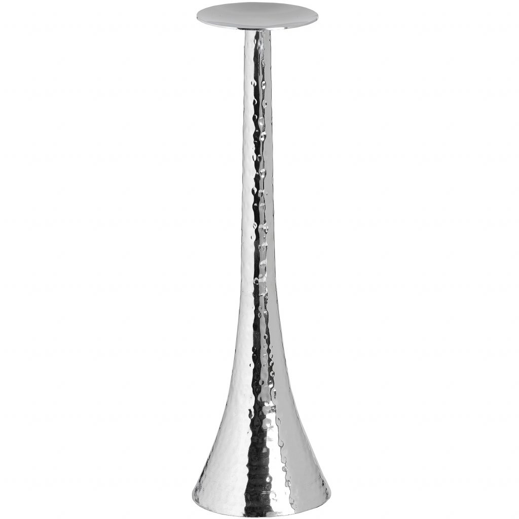 16130-a Tall Silver Metal Candle Holder