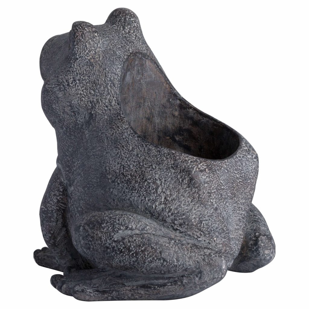 19835-a Rustic Grey Frog Garden Planter