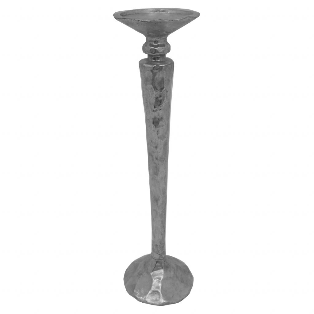 21030 Large Silver Hammered Effect Candle Holder