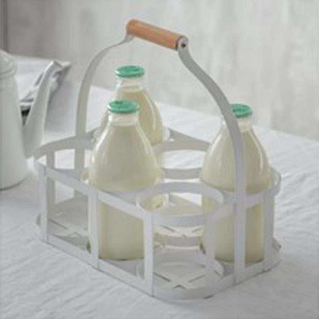 White Steel 6 Milk Bottle Holder - Interior Flair