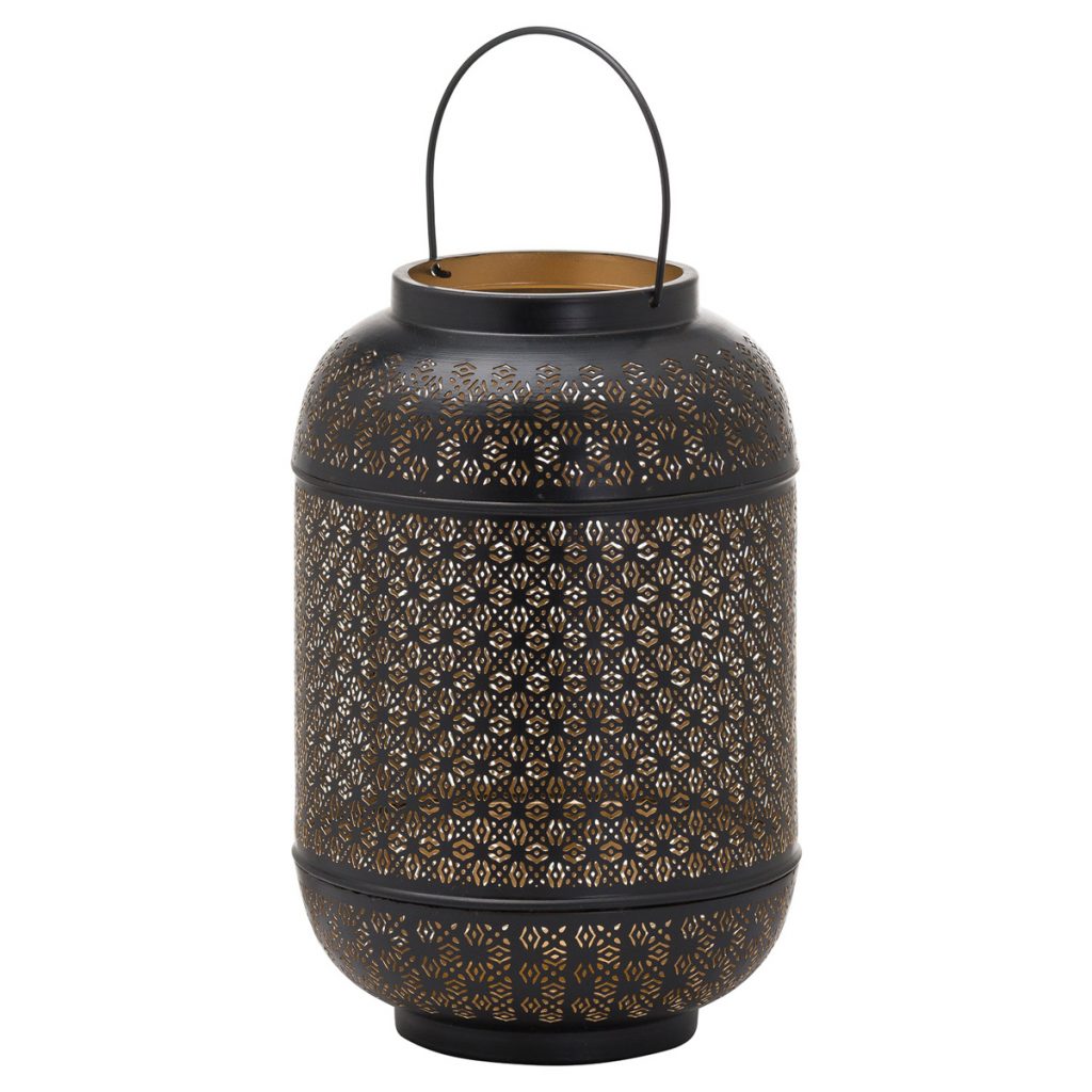 21109 Black Gold Domed Candle Lantern