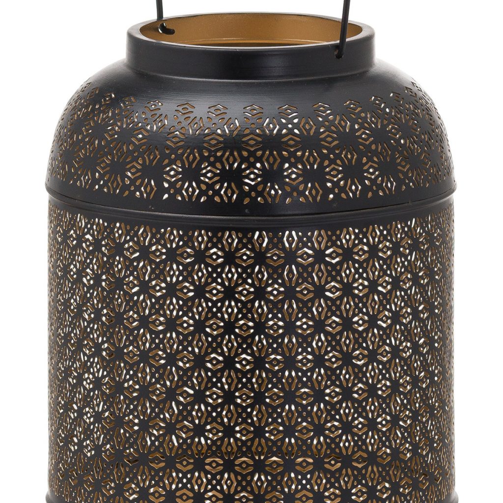 21109-a Black Gold Domed Candle Lantern