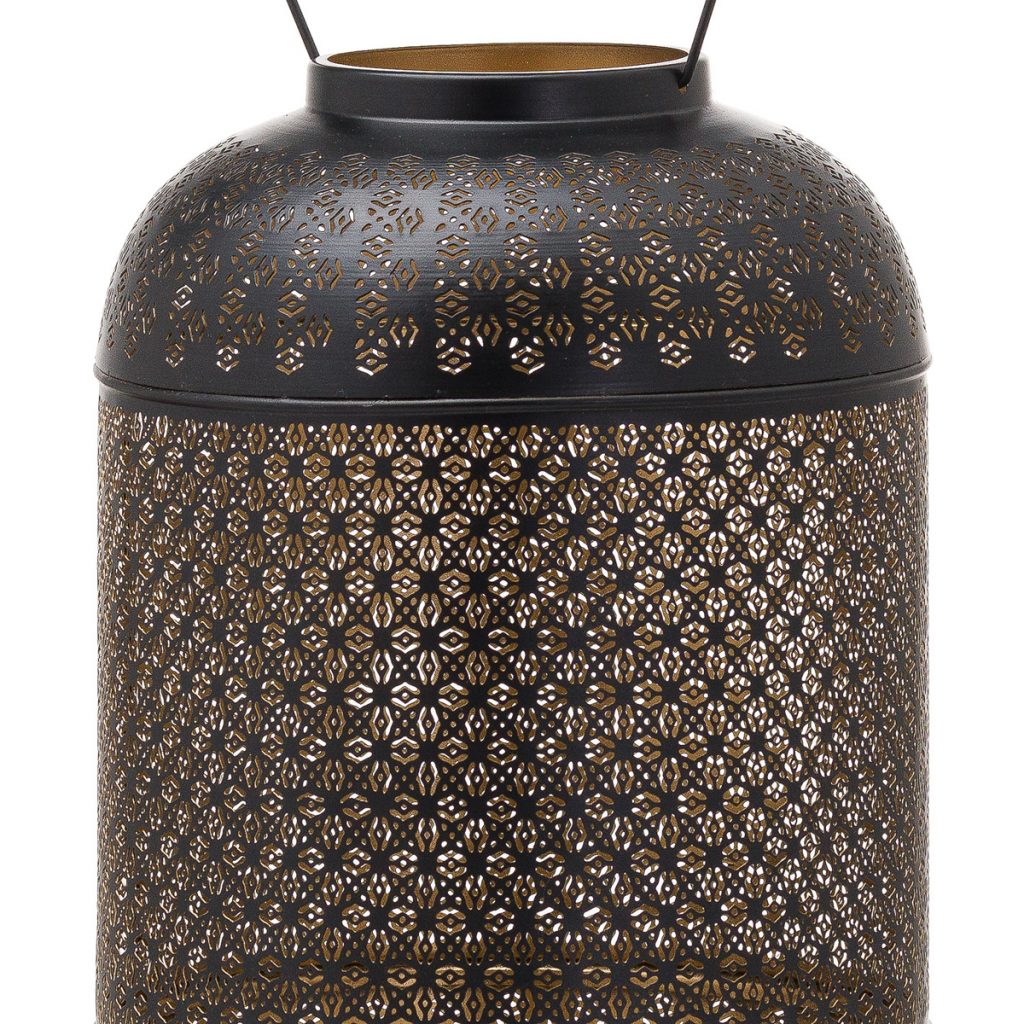 21110-a Large Black Gold Domed Candle Lantern