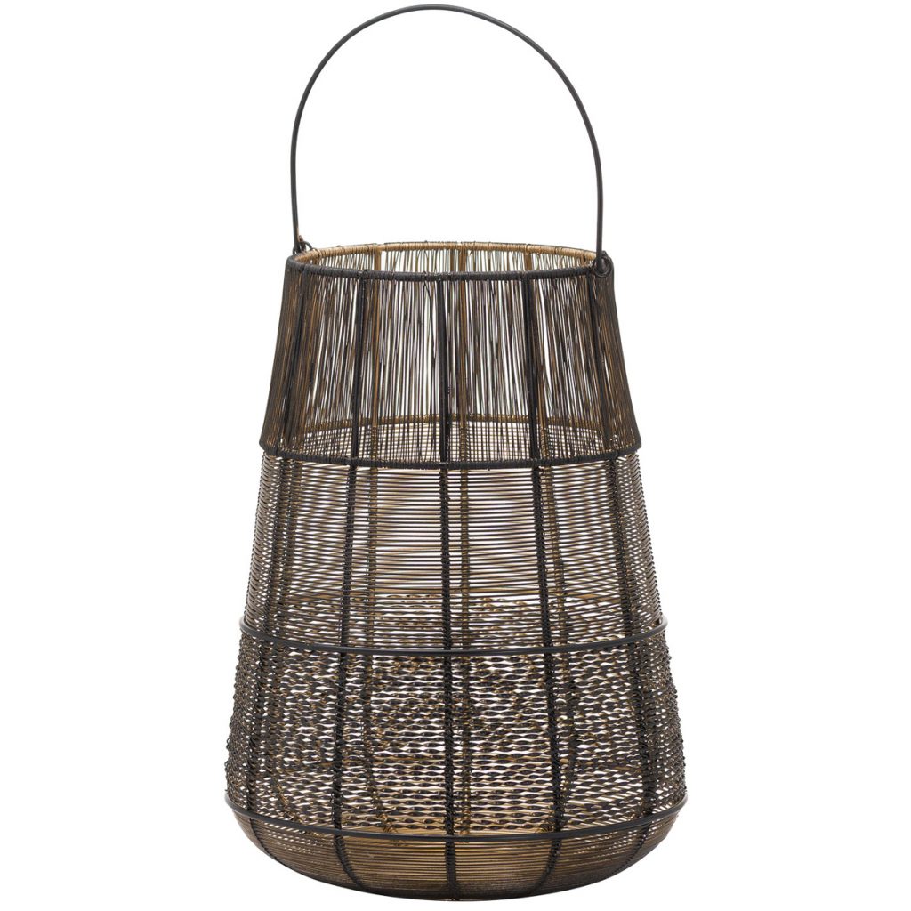 21115 Large Black Gold Conical Lantern