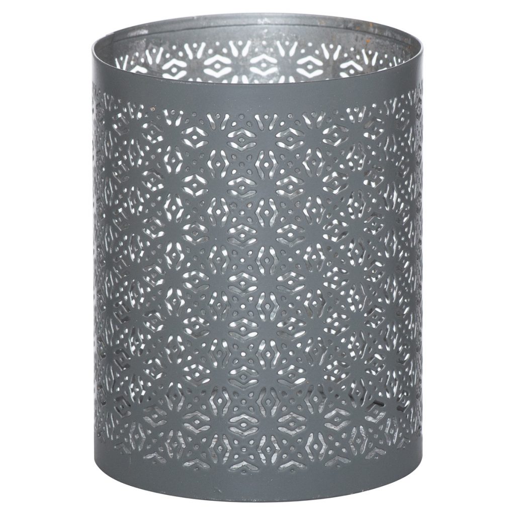 21674 Medium Grey Cylinder Candle Lantern