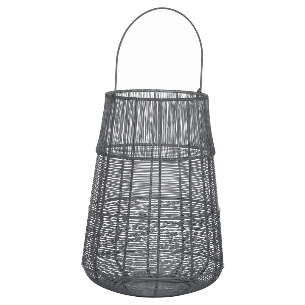 21682 Large Grey Silver Conical Lantern