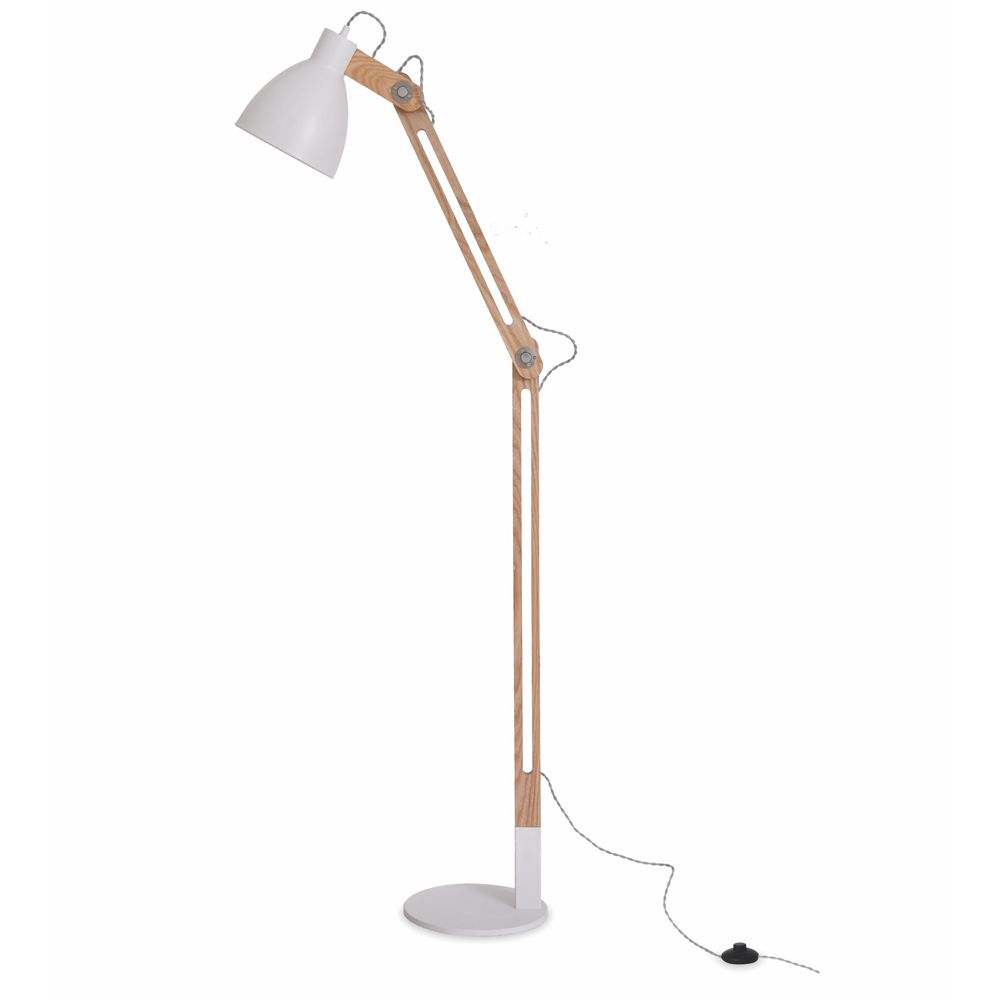 Large White Wooden Floor Lamp