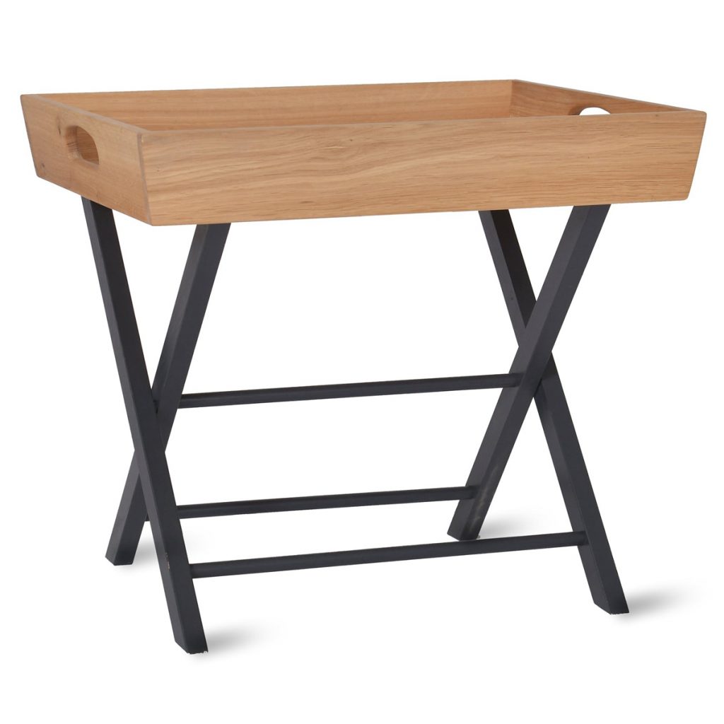 Oak Black Butlers Tray Table